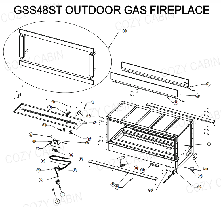 Galaxy Outdoor See-Thru Gas Fireplace (GSS48ST)  #GSS48ST
